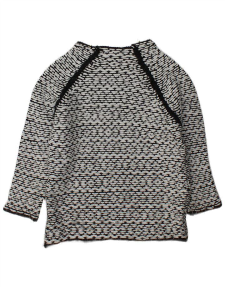 Zara Dame Boat Neck Jumper Sweater UK 14 Medium Sort Geometrisk