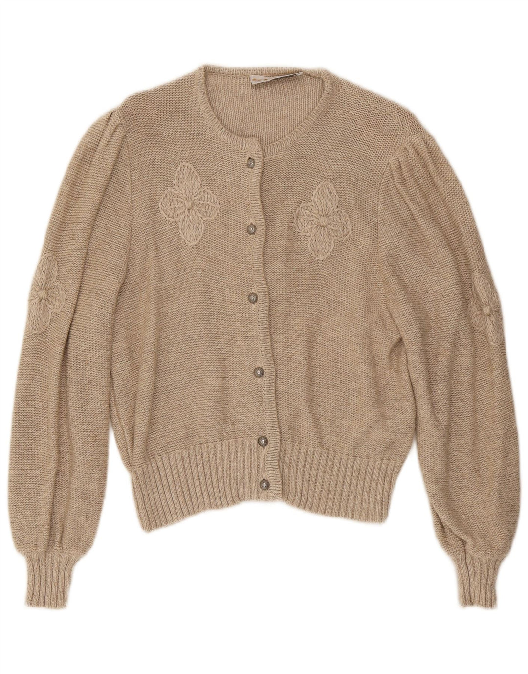 Stapf Dame Cardigan Sweater UK 12 Medium Beige Floral