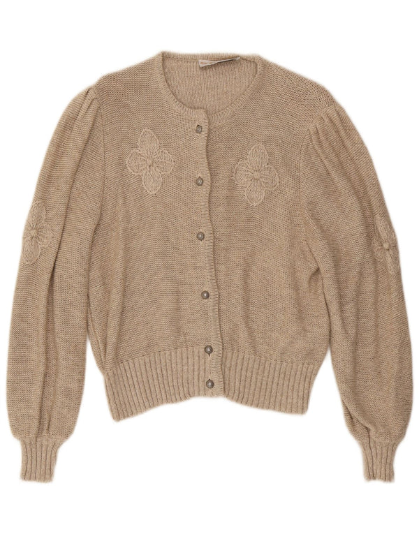 Stapf Dame Cardigan Sweater UK 12 Medium Beige Floral
