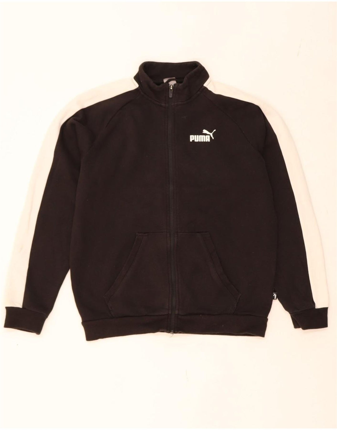 PUMA Boys Tracksuit Top Jacket 13-14 Years Black Colourblock Cotton Vintage Puma and Second-Hand Puma from Messina Hembry 