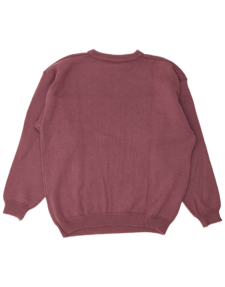 Vintage herre rund hals sweater stor lilla polyakryl