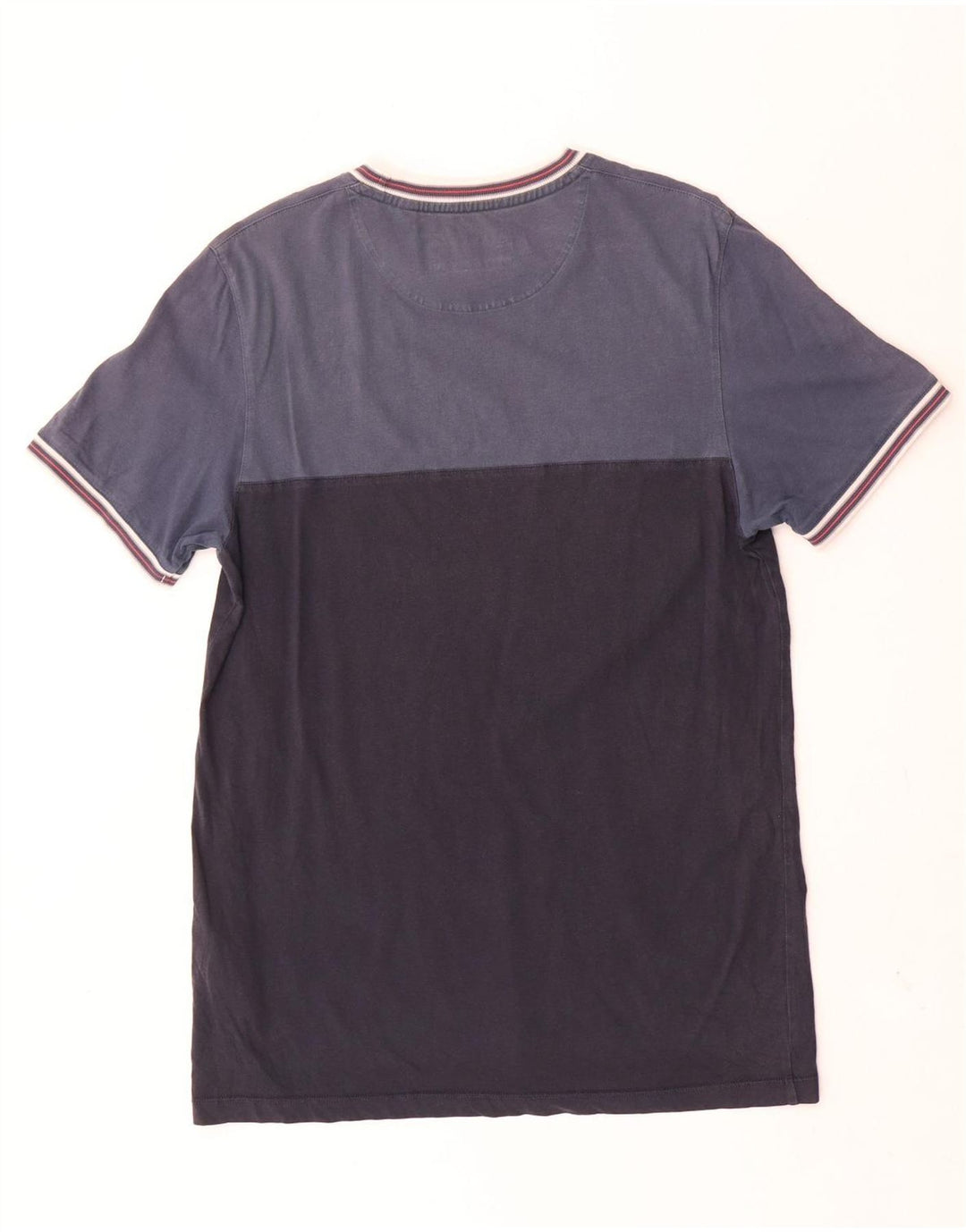 Ted Baker Herre T-shirt Top Størrelse 3 Medium Navy Blue Colourblock Bomuld