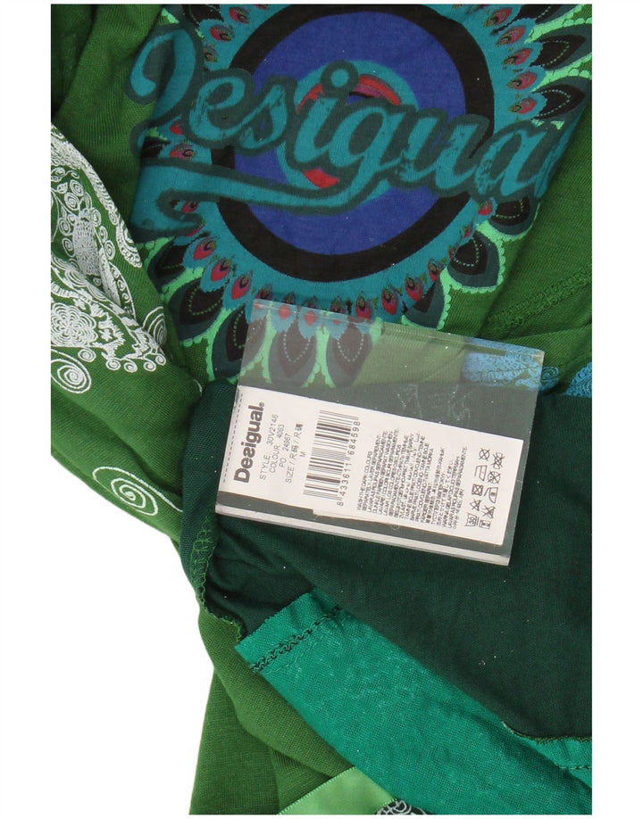 DESIGUAL Dame A-Line Kjole UK 12 Medium Green Paisley Viscose