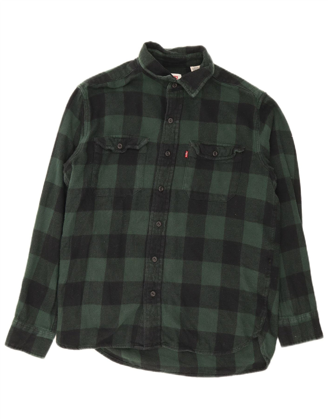 Levi's herre flannel skjorte lille grøn Gingham bomuld