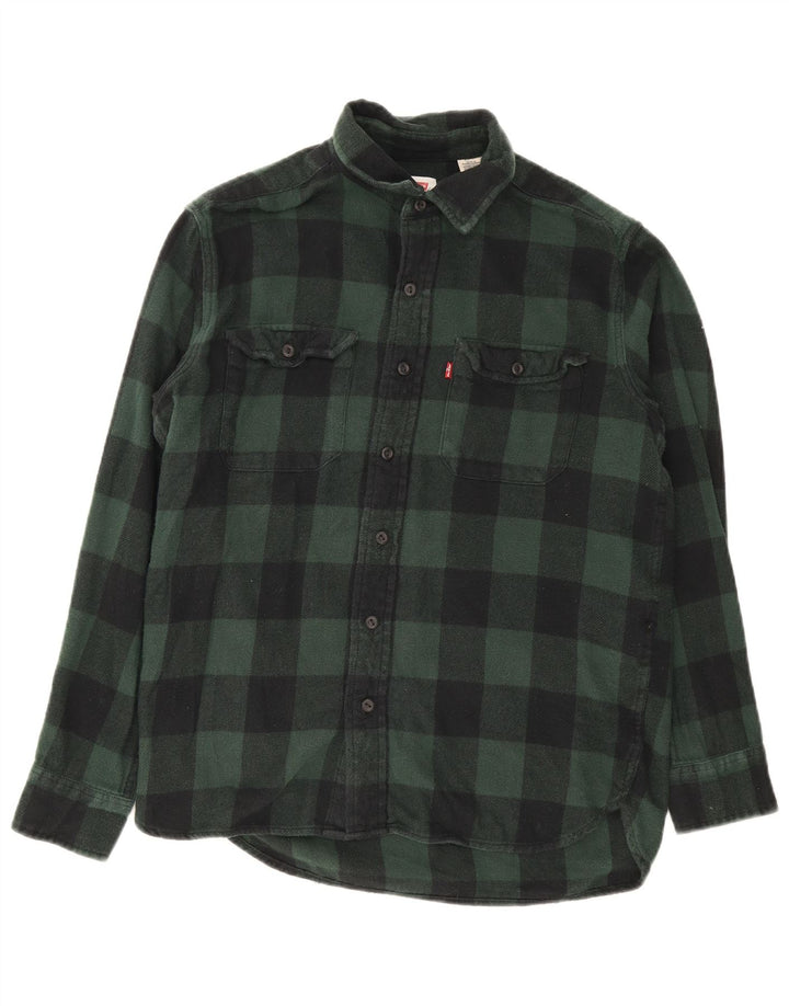 Levi's herre flannel skjorte lille grøn Gingham bomuld