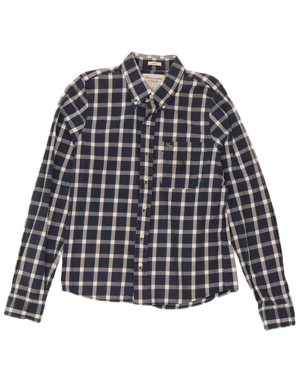 Abercrombie & Fitch Mens Muscle Shirt Large Navy Blue Gingham