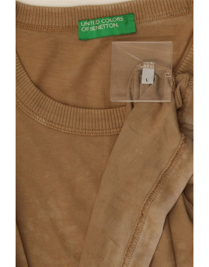 Benetton Herre Acid Wash T-Shirt Top Stor Brun