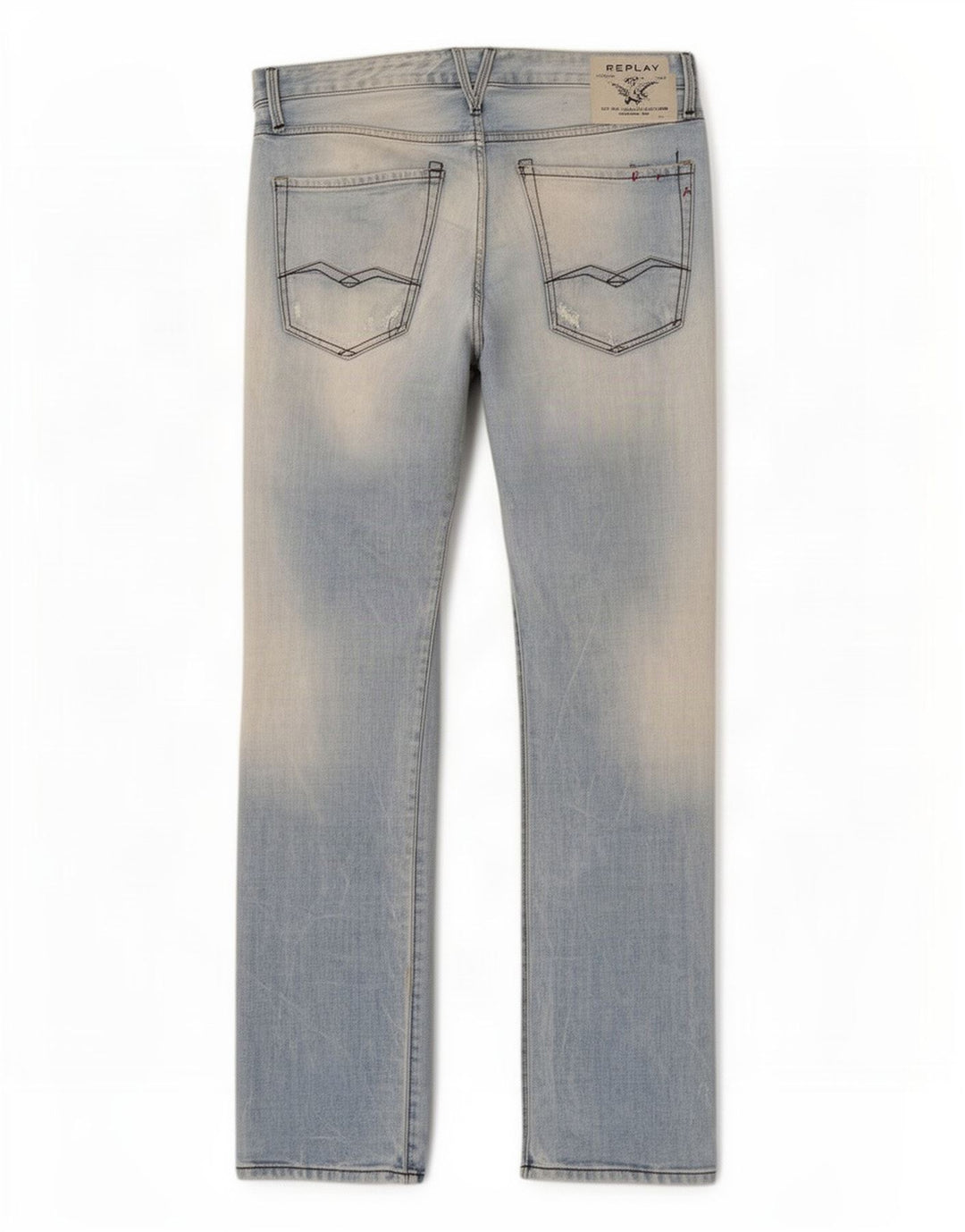 Replay Herre Straight Jeans W36 L34 Blå Bomuld