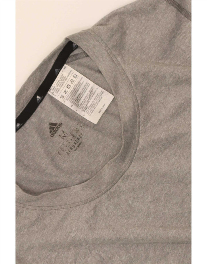 Adidas Herre Aeroready Grafisk T-Shirt Top Medium Grå Polyester