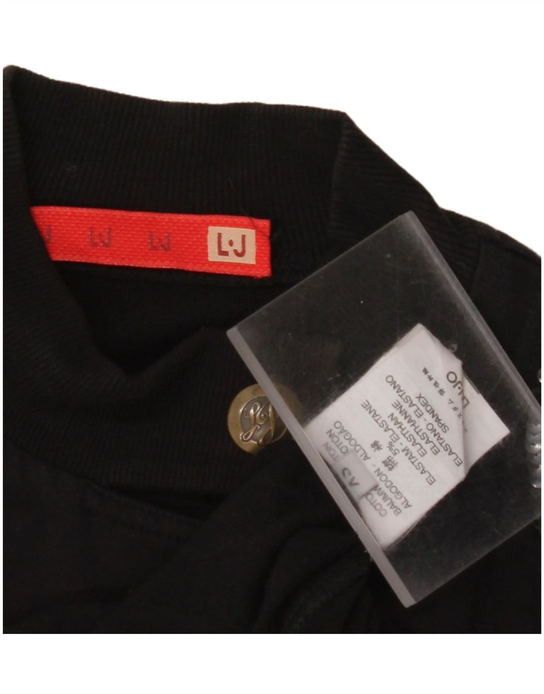 LIU JO Dame Crop Graphic 4-knaps blazerjakke UK 6 XS sort bomuld