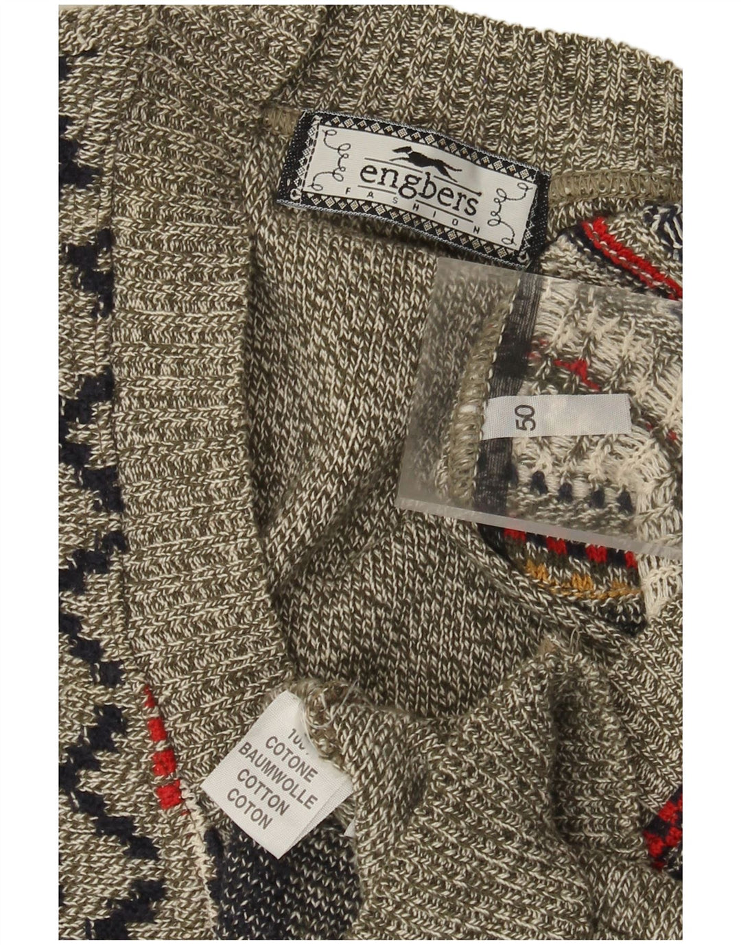 Engbers Herre V-hals sweater IT 50 Mellem grå stribet bomuld