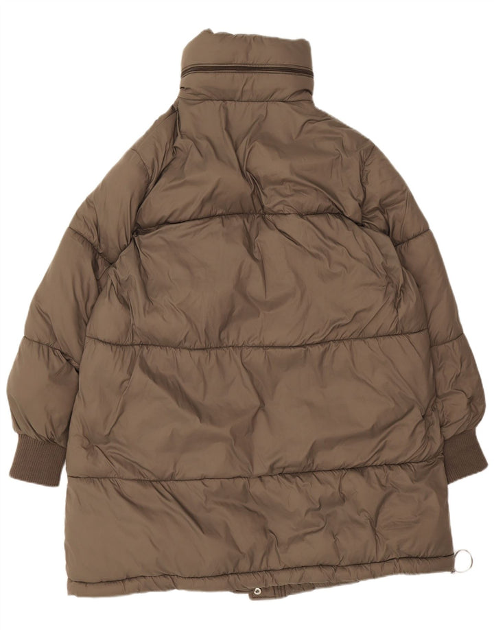 Zara Dame Hætte Oversized Polstret Frakke UK 10 Lille brun polyester