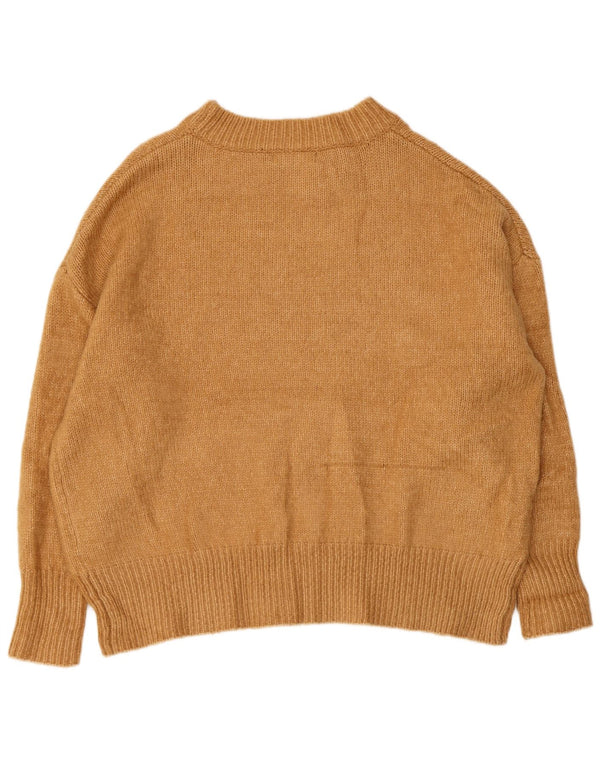 Zara Womens Crop Oversized Boat Neck Jumper Sweater UK 10 Small Beige