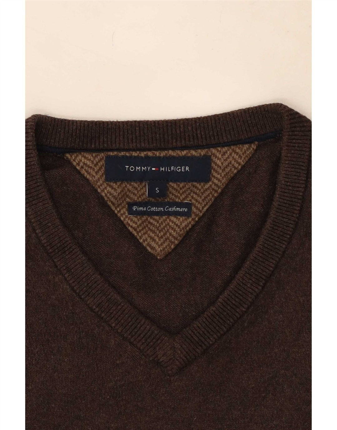 Tommy Hilfiger Herre V-hals sweater lille brun bomuld