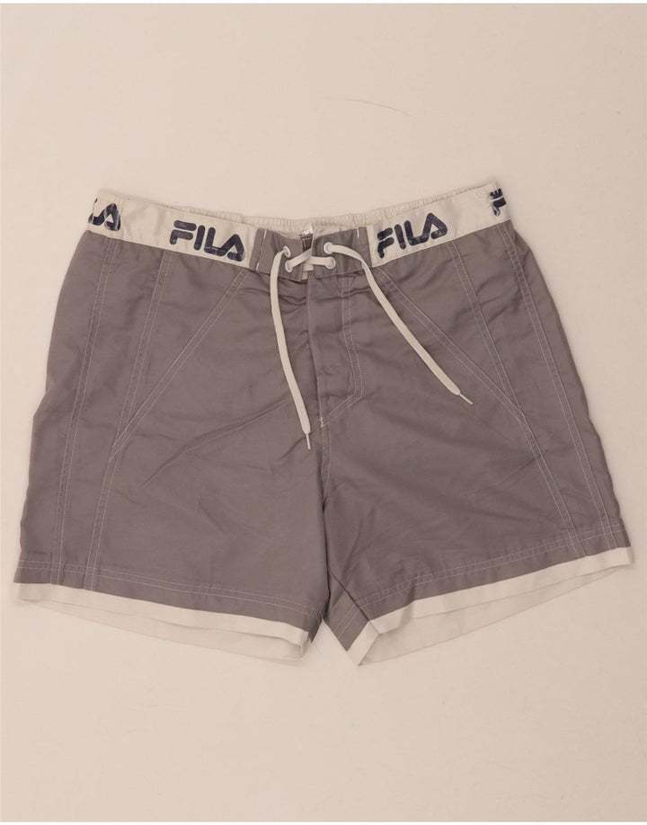 FILA Mens Graphic Swimming Shorts Small  Grey Polyester Vintage Fila and Second-Hand Fila from Messina Hembry 