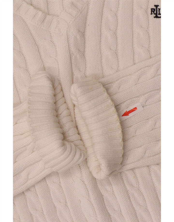 Ralph Lauren Dame V-hals sweater UK 16 Stor hvid bomuld