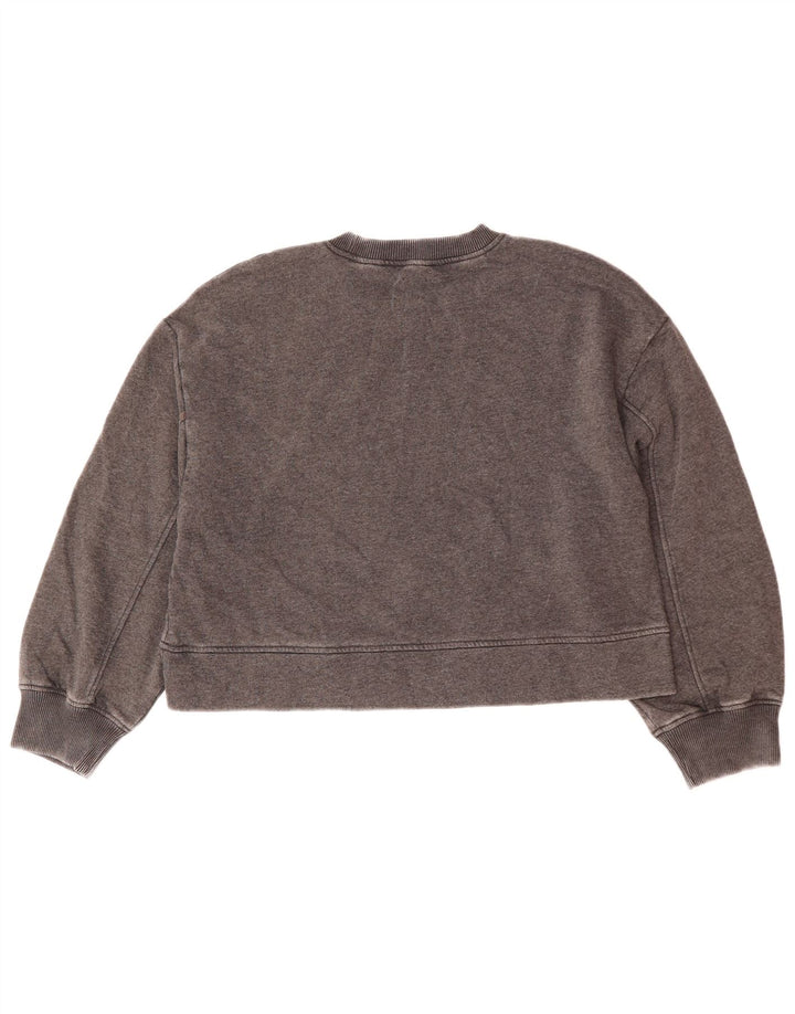 Zara Womens Crop Oversized Sweatshirt Jumper UK 10 Small Grey Bomuld