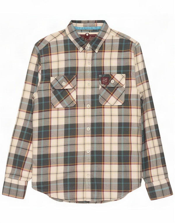 Superdry Mens Flannel Shirt Large Multicoloured Plaid Cotton