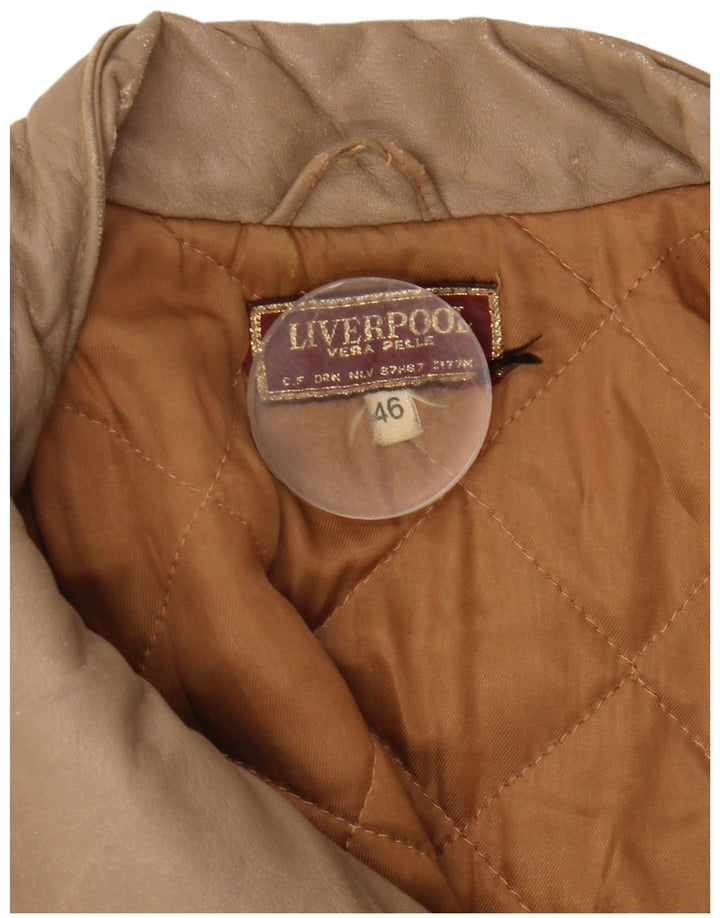 Liverpool Dame Læderjakke IT 46 Stor Beige Læder