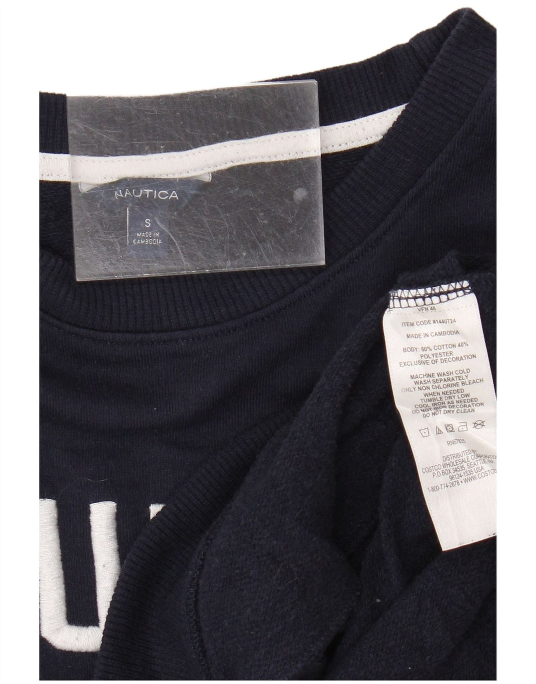 Nautica Womens Grafisk Oversized Sweatshirt Jumper UK 10 Small Navy Blue