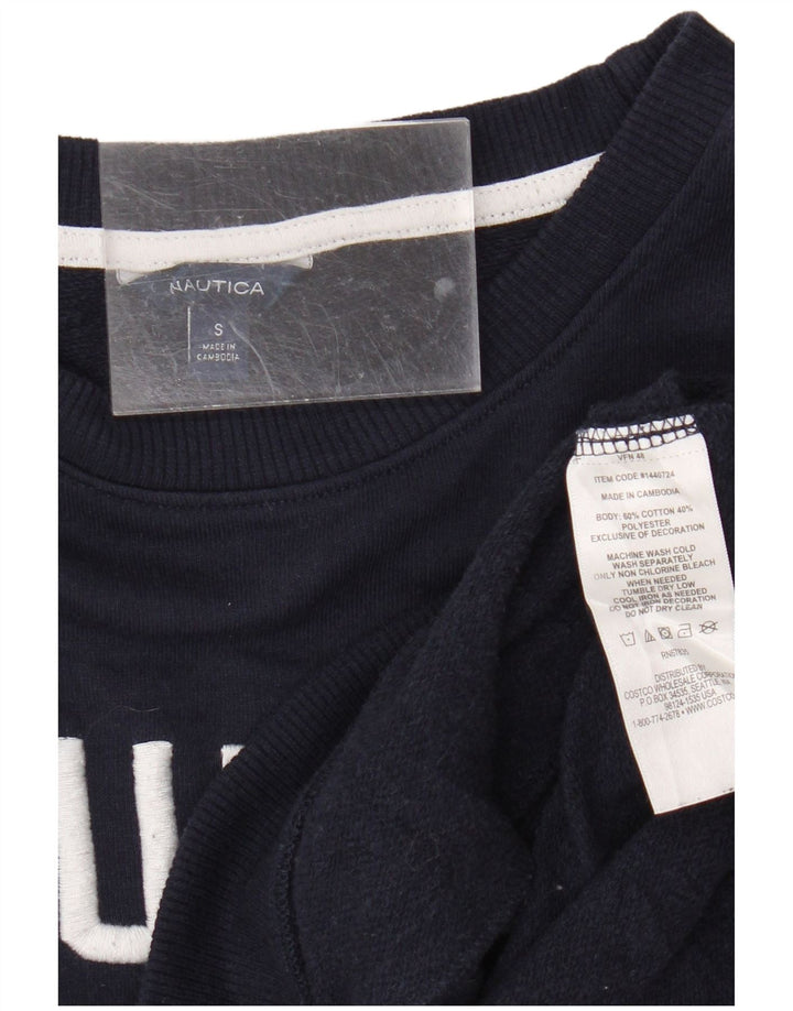 Nautica Womens Grafisk Oversized Sweatshirt Jumper UK 10 Small Navy Blue