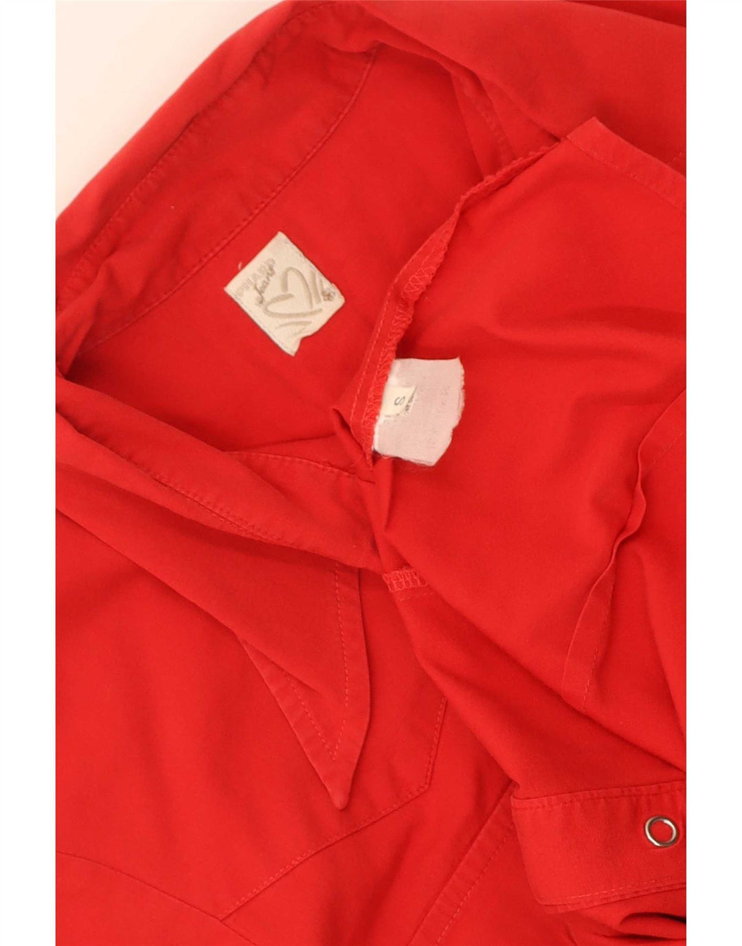 Vintage skjortebluse med 3/4 ærmer til kvinder UK 10 Lille rød