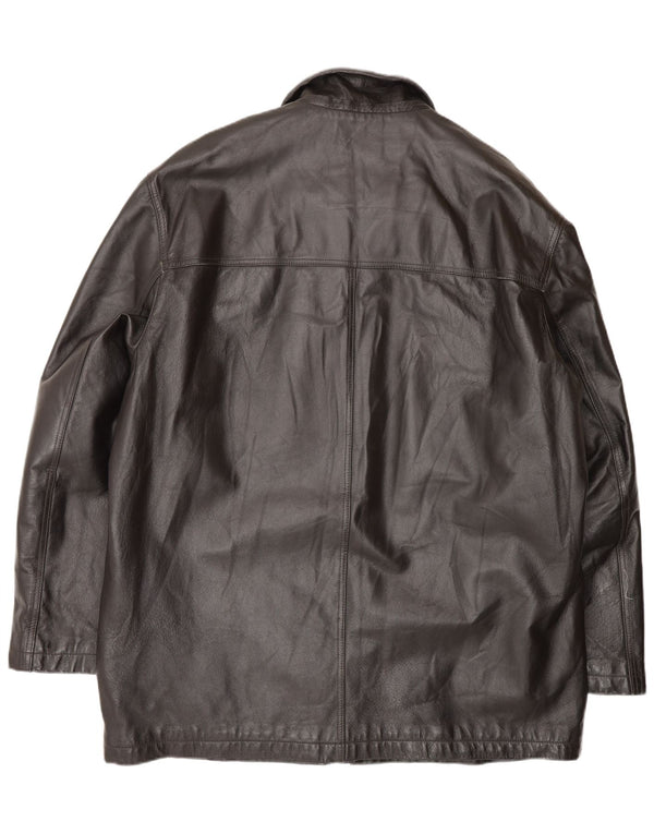Vintage herre læderfrakke IT 58 3XL Sort