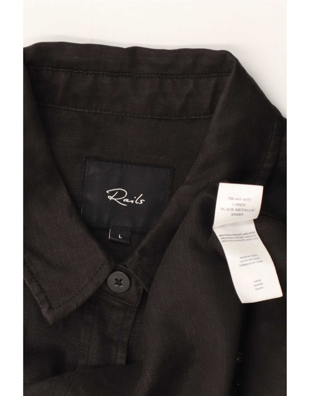 Rails Dame grafisk skjorte UK 16 Large Black Lyocell
