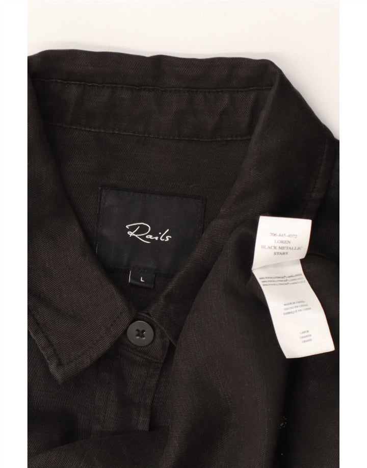 Rails Dame grafisk skjorte UK 16 Large Black Lyocell