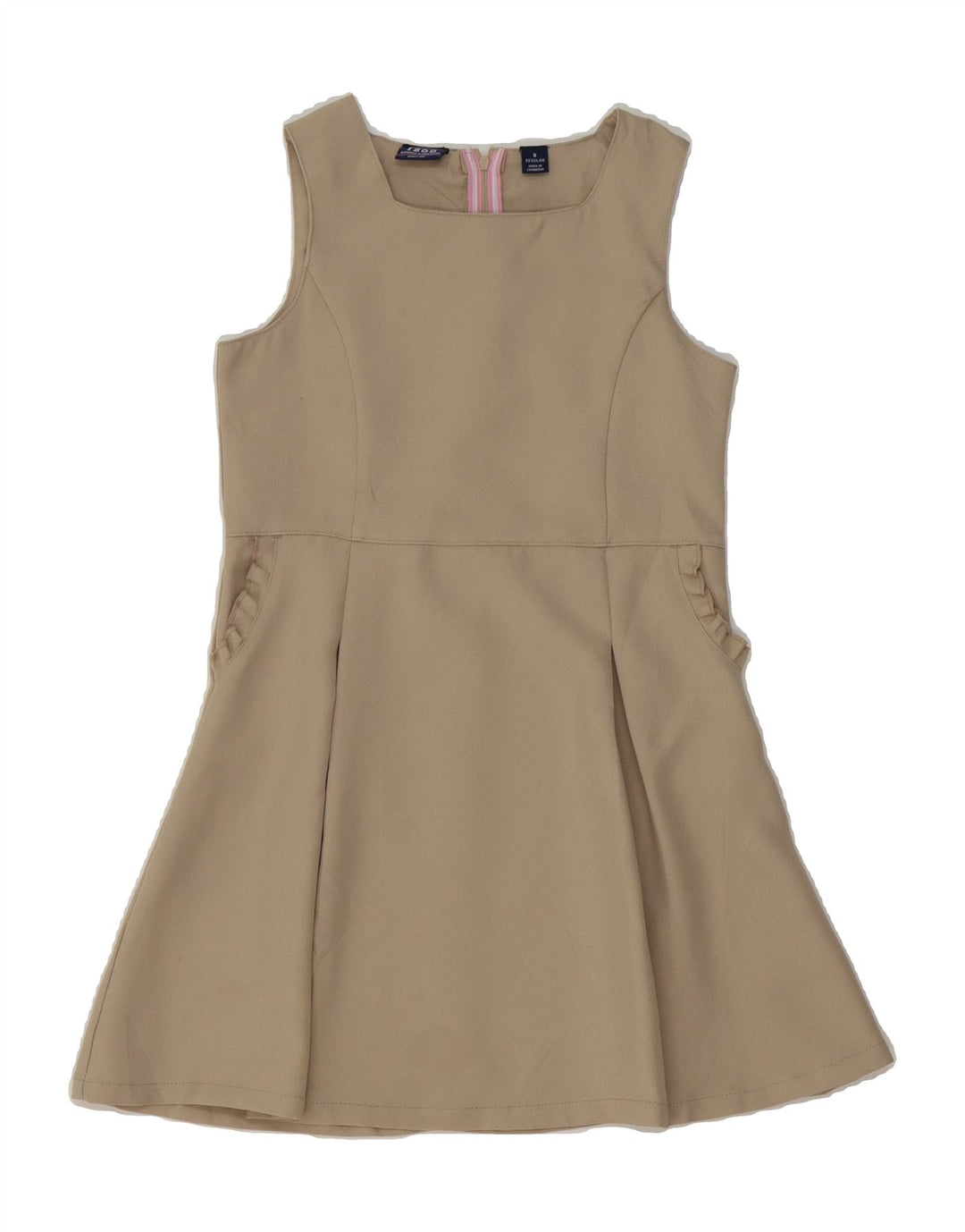 IZOD Womens Sleeveless A-Line Dress US 8 Medium Beige Polyester Vintage Izod and Second-Hand Izod from Messina Hembry 