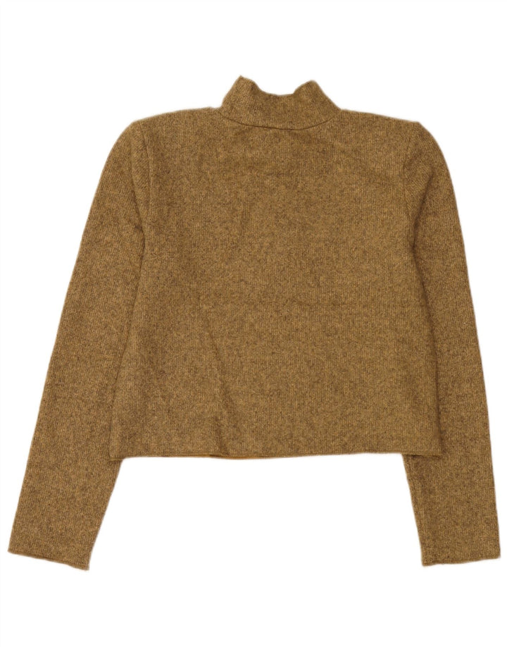 Zara Womens Crop Top Langærmet UK 10 Small Green Flecked Polyester