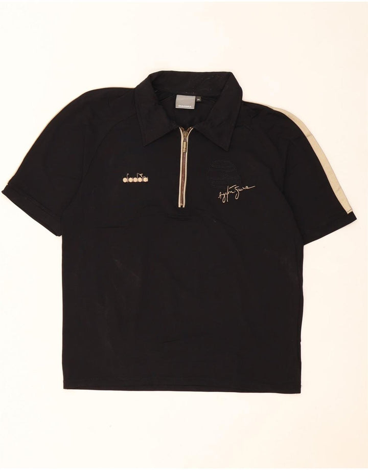 DIADORA Grafisk poloshirt til mænd Medium Sort Colourblock Polyamid
