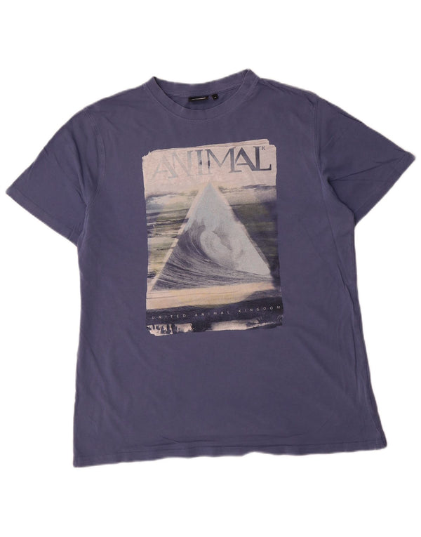 Animal Herre Grafisk T-Shirt Top Medium Blå Bomuld