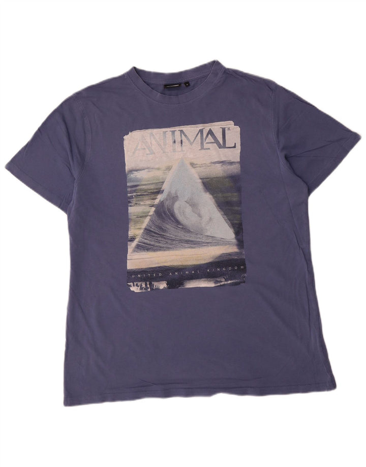 Animal Herre Grafisk T-Shirt Top Medium Blå Bomuld
