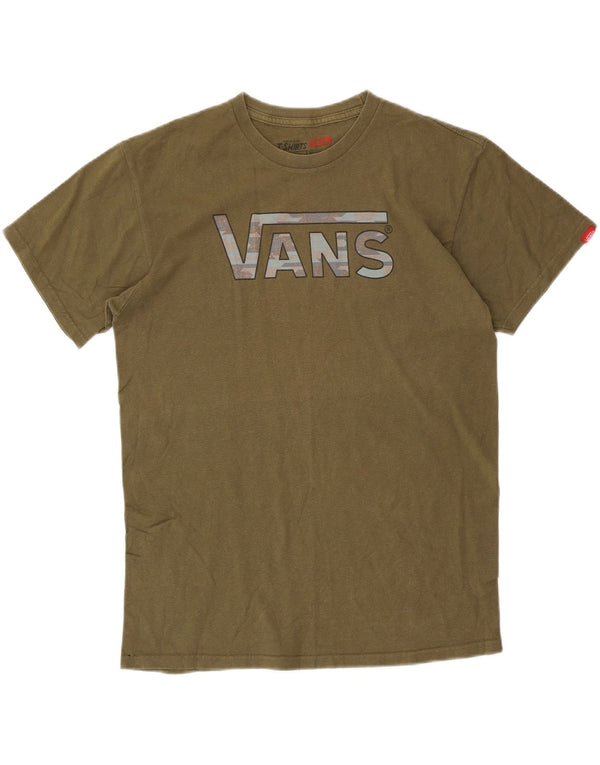 VANS Herre Klassisk grafisk T-shirt Top Medium Khaki Bomuld