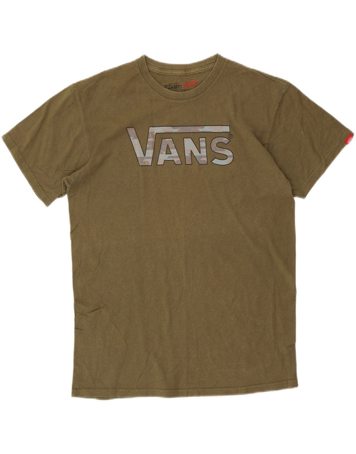 VANS Herre Klassisk grafisk T-shirt Top Medium Khaki Bomuld