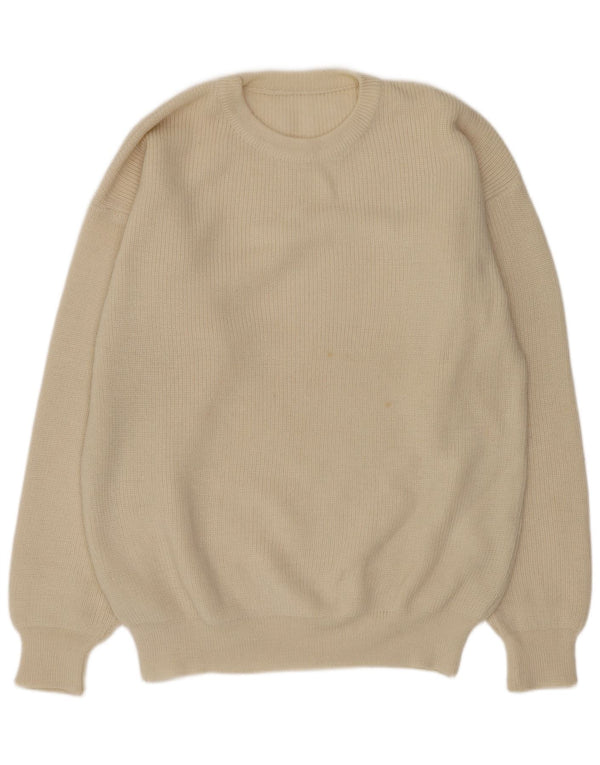 Vintage herre rund hals sweater XL Off White akryl