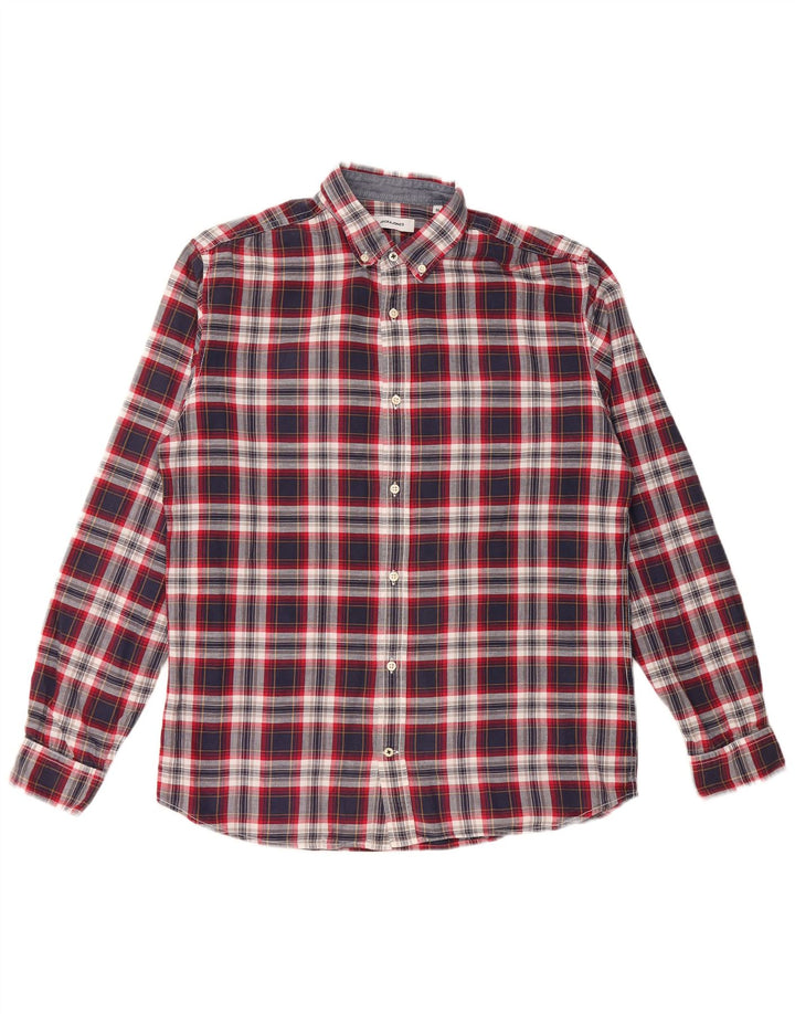JACK & JONES Herreskjorte Medium Navyblå ternet bomuld