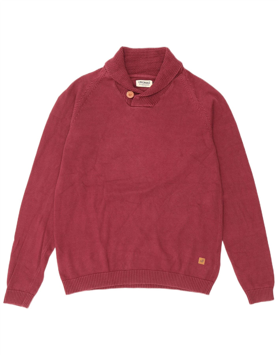 JACK & JONES Herre Shawl Neck Jumper Sweater Medium Bourgogne Bomuld