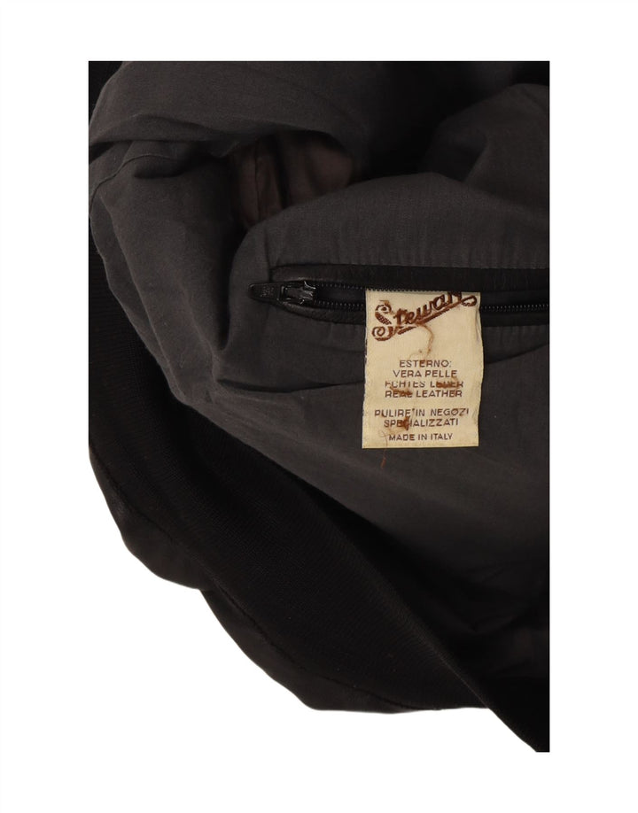 Stewart Womens Bomber Læderjakke UK 20 2XL Sort Læder Biker