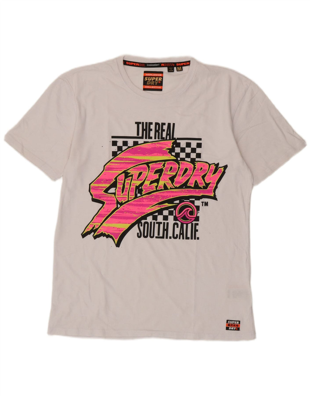 Superdry Grafisk T-shirt til mænd, medium hvid bomuld