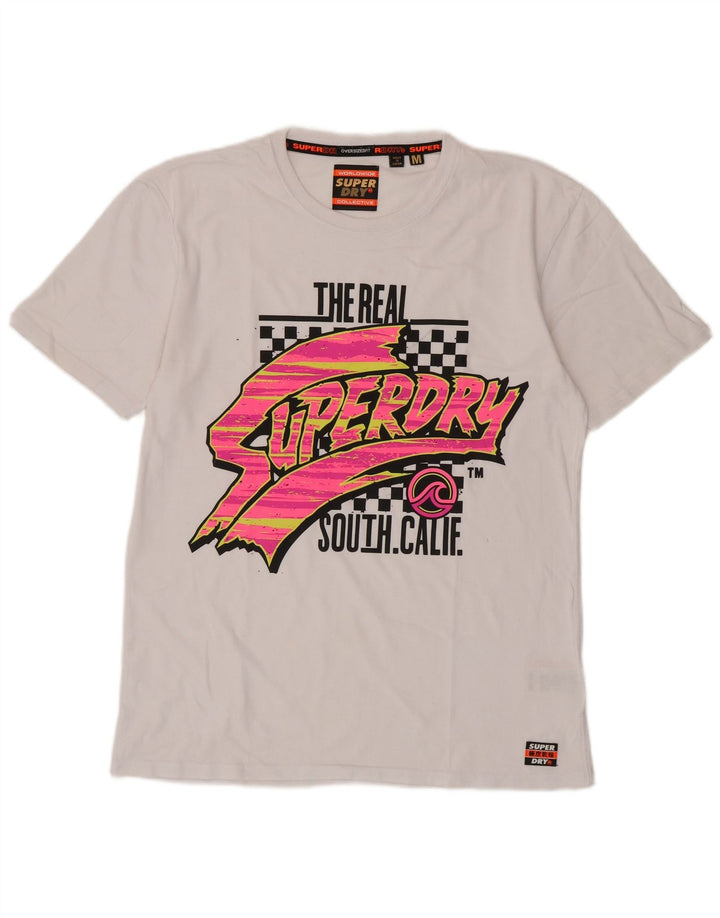Superdry Grafisk T-shirt til mænd, medium hvid bomuld