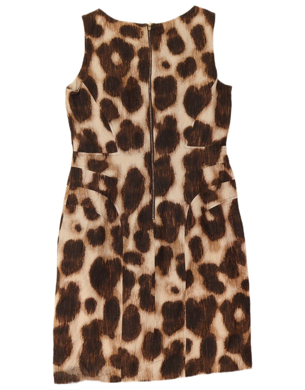 Calvin Klein Dame Ærmeløs Skede Kjole UK 12 Medium Brown Animal Print