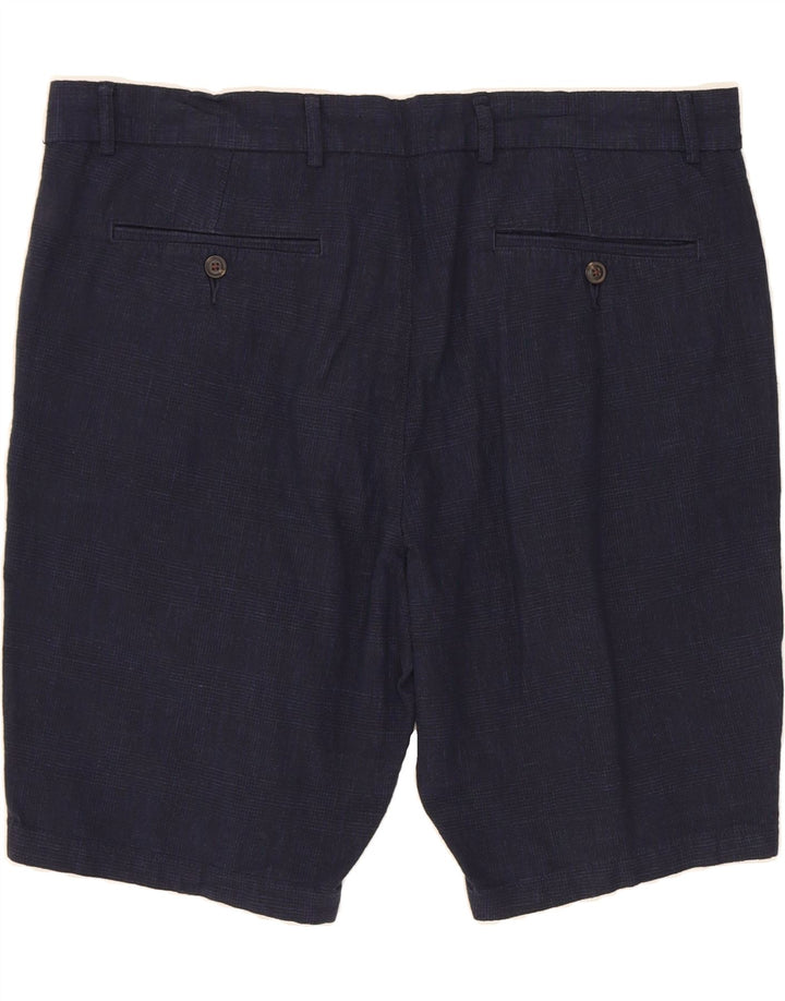 MARKS & SPENCER Mens Chino Shorts W38 XL Navy Blue Check Cotton Vintage Marks & Spencer and Second-Hand Marks & Spencer from Messina Hembry 