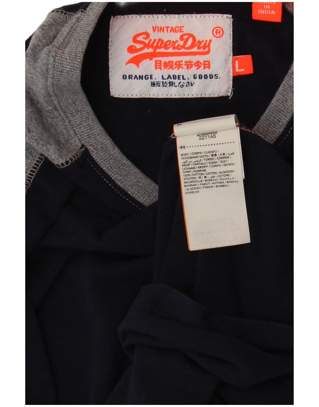 Superdry Herre Top Langærmet Stor Marineblå Colourblock Bomuld