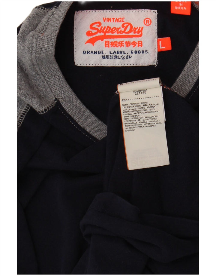 Superdry Herre Top Langærmet Stor Marineblå Colourblock Bomuld