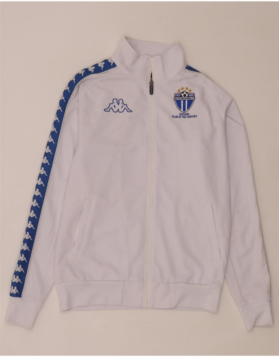 Kappa Herre grafisk træningsdragt Topjakke Medium White Colourblock Polyester