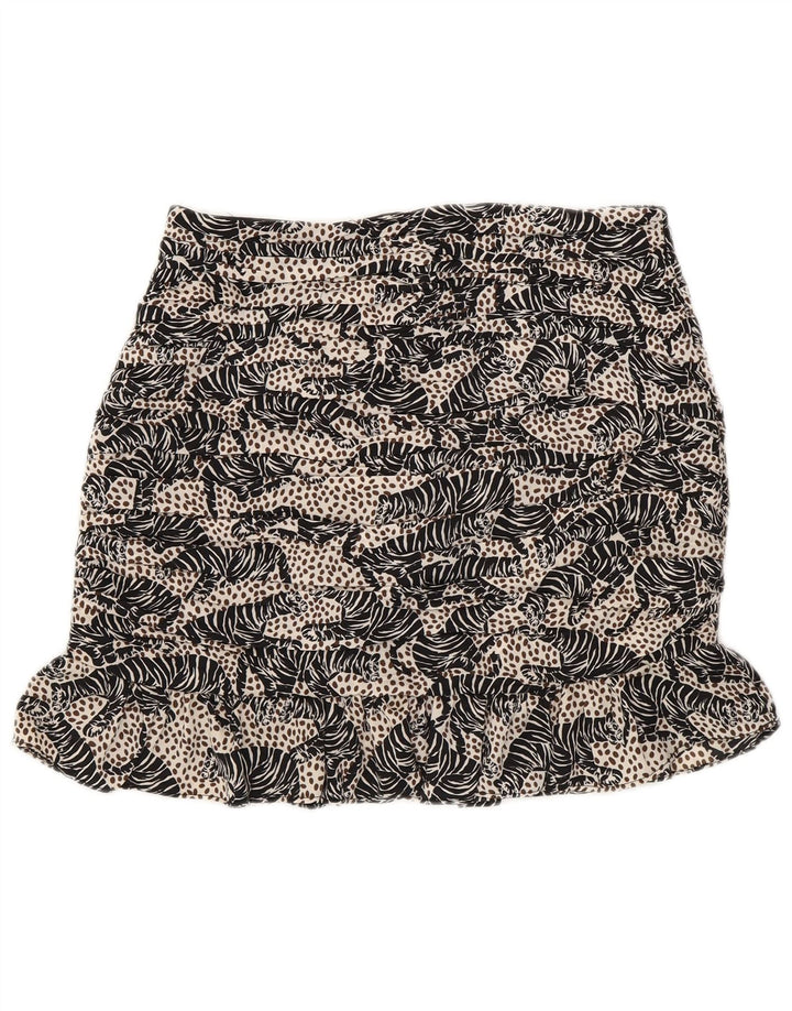Zara Dame Mini Nederdel XS W24 Sort Animal Print Polyester