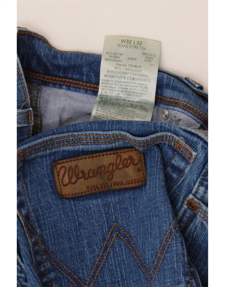 Wrangler Herre Texas Stretch Straight Jeans W32 L32 Blå Bomuld