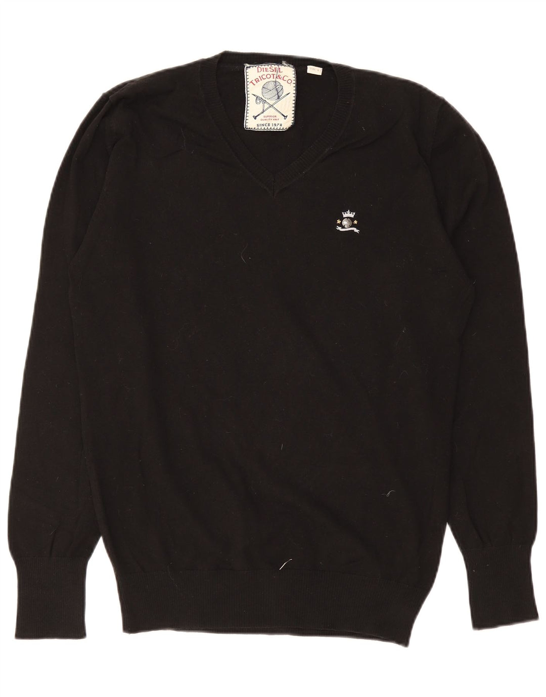 Diesel Herre V-hals sweater Stor sort bomuld